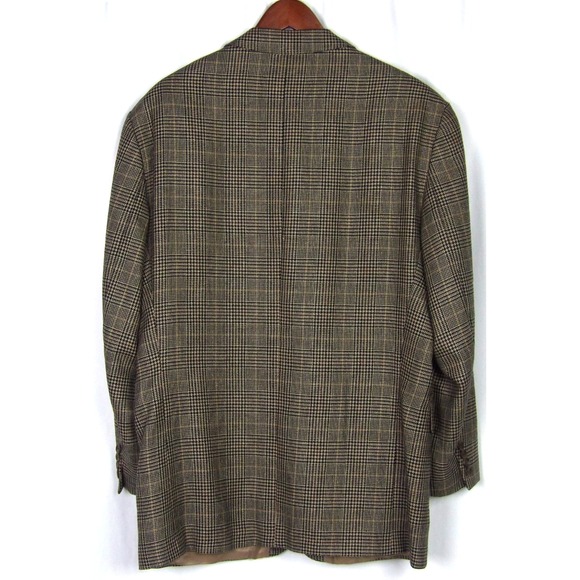 Ralph Lauren Silk/Wool 2 Button Houdstooth Plaid Blazer Sport Jacket Men's 44R - Picture 5 of 9